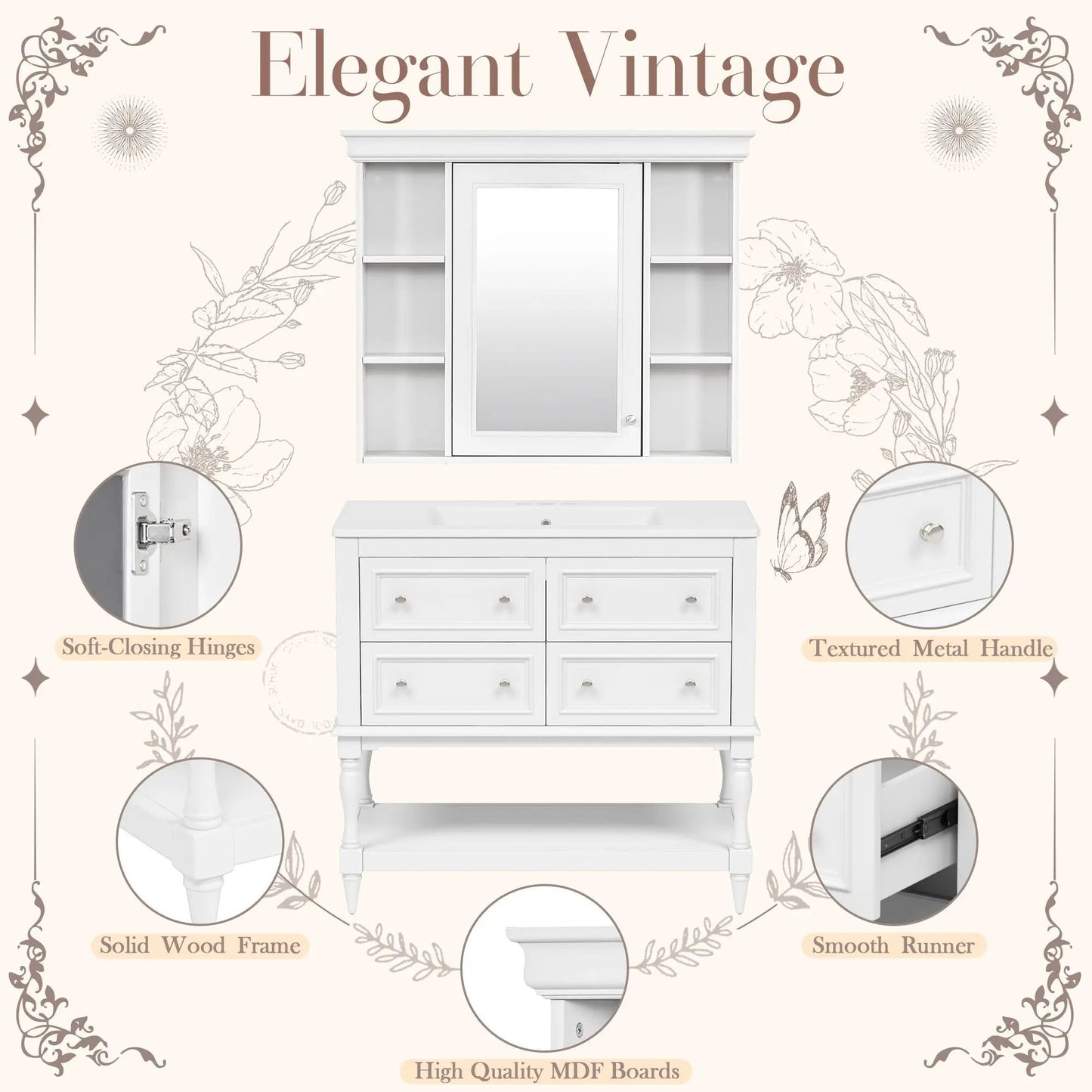 Bathroom Vanity With Medicine Cabinet and Drawers
