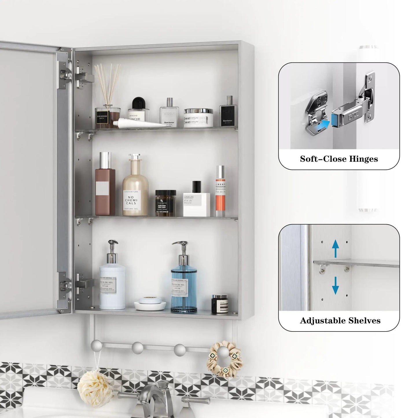Medicine Cabinet Wall Mounted Mirror With Storage