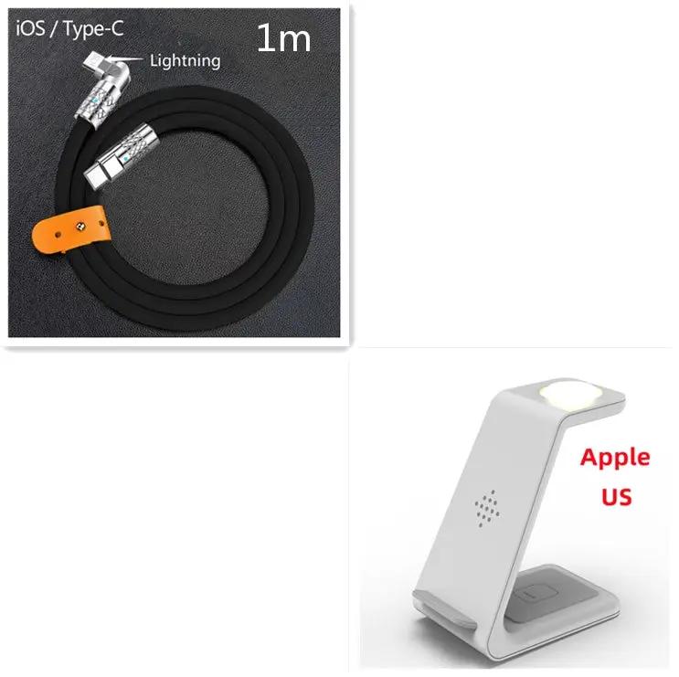 Two-item charging set: black 1m iOS/Type-C cable with orange strap and white wireless stand on Tampa Home & Garden Store