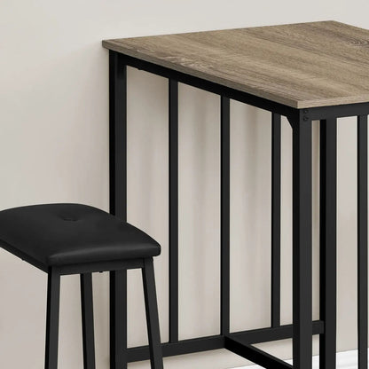 3 Piece Counter Height Dining Set with wood top and black metal frame includes 1 stool on Tampa Home & Garden Store