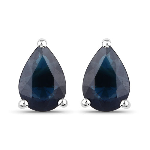 Earrings pair: teardrop blue sapphire, 1.60ct total, 10K white gold with silver prongs on Tampa Home & Garden Store