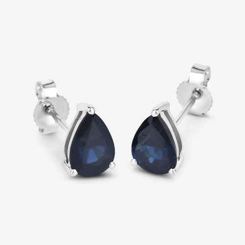 Pair of teardrop blue sapphire earrings in 10K white gold on Tampa Home & Garden Store