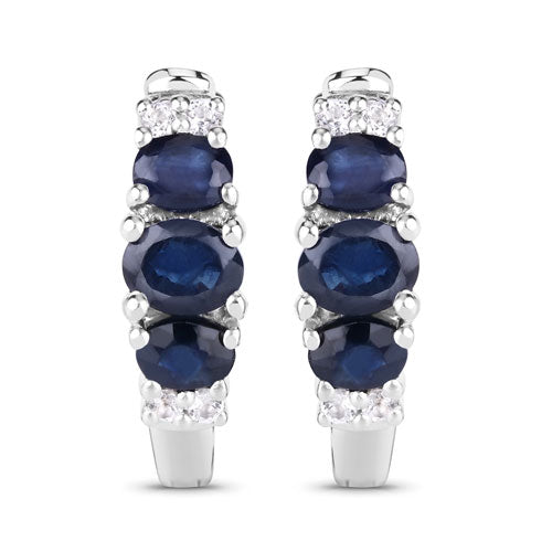 Pair of .925 sterling silver earrings with 1.66ct blue sapphire and white topaz stones on Tampa Home & Garden Store