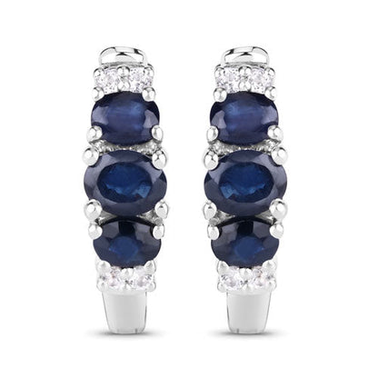 Pair of .925 sterling silver earrings with 1.66ct blue sapphire and white topaz stones on Tampa Home & Garden Store