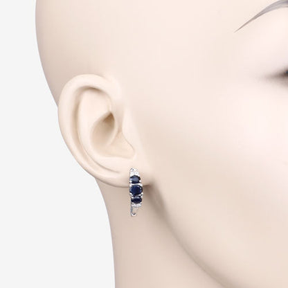 Earrings 1.66ct blue sapphire and white topaz in .925 sterling silver hoops on Tampa Home & Garden Store