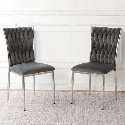 Modern dining chair set charcoal gray tufted backs with chrome legs 2 chairs on Tampa Home & Garden Store
