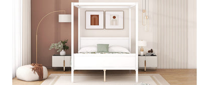 Modern Canopy Platform Bed and Wooden Headboard