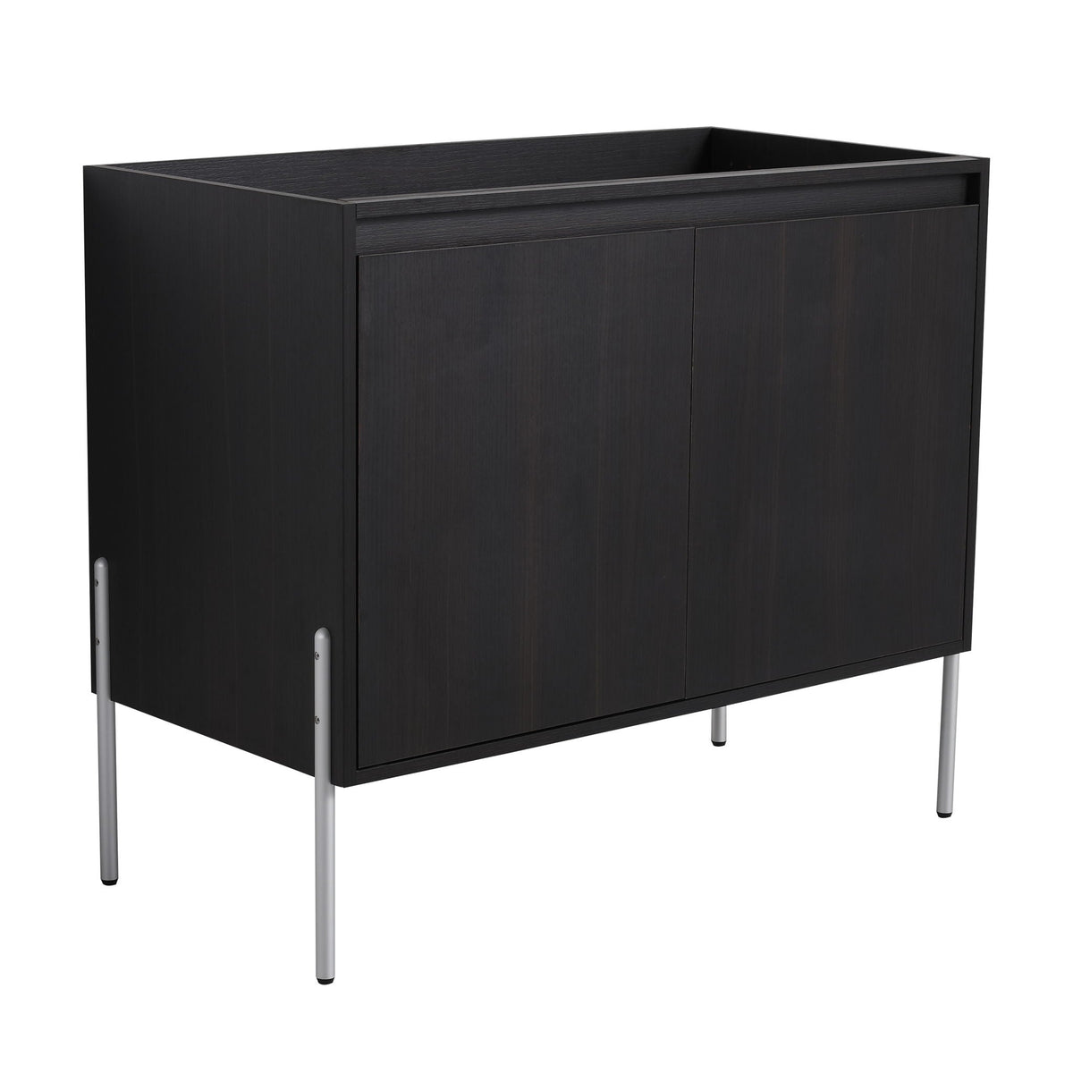 Freestanding bathroom vanity dark brown with soft-close cabinet doors, metal legs on Tampa Home & Garden Store