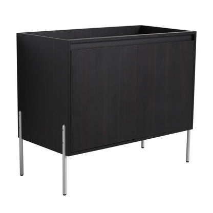 Freestanding bathroom vanity dark brown with soft-close cabinet doors, metal legs on Tampa Home & Garden Store