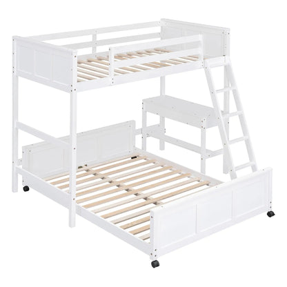 White full-over-full bunk bed with desk and ladder, by Unique Piece Furniture on Tampa Home & Garden Store
