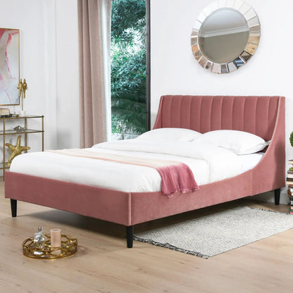 Aspen vertical tufted upholstered platform bed in pink velvet by Unique Piece Furniture on Tampa Home & Garden Store
