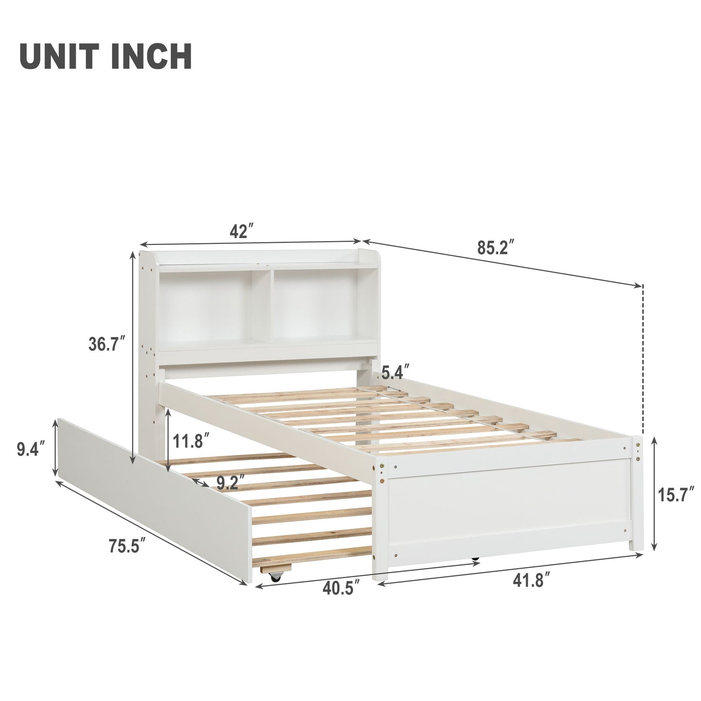 Twin Bed With Trundle And Storage Bookcase