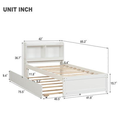 Twin Bed With Trundle And Storage Bookcase