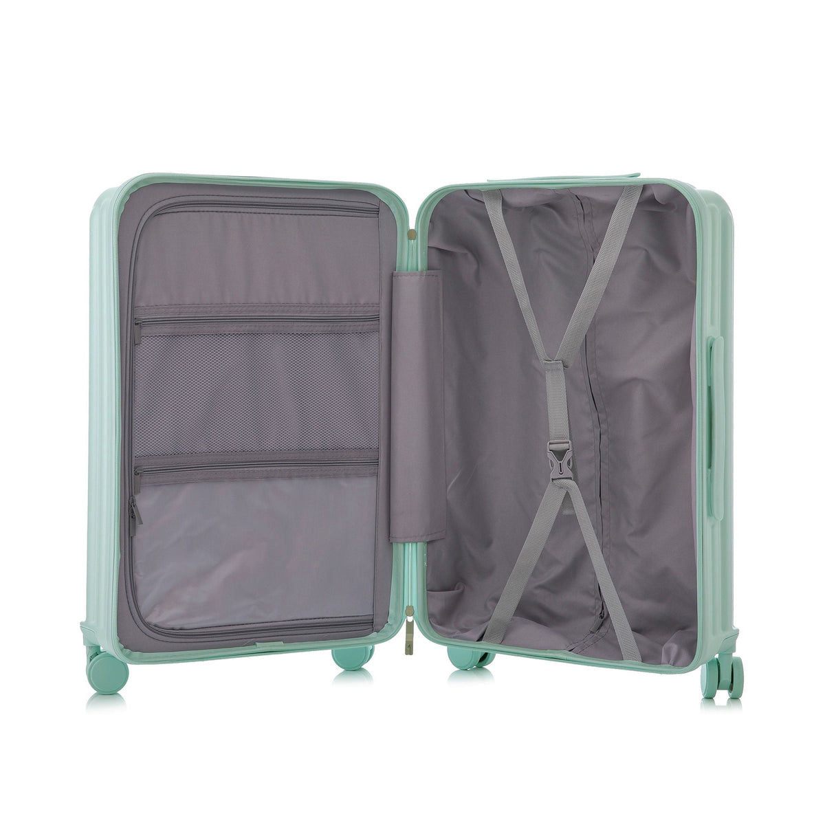 HouseOfZazla 3-piece mint green spinner luggage set with USB port, cup holder and phone holder on Tampa Home & Garden Store