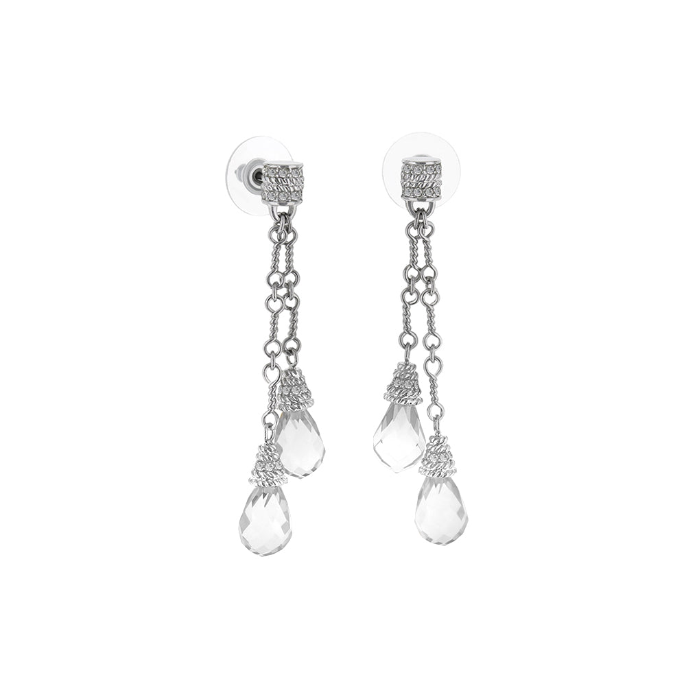 Drop earrings by Lauren G Adams, silver-tone chain with crystal teardrops, a pair on Tampa Home & Garden Store