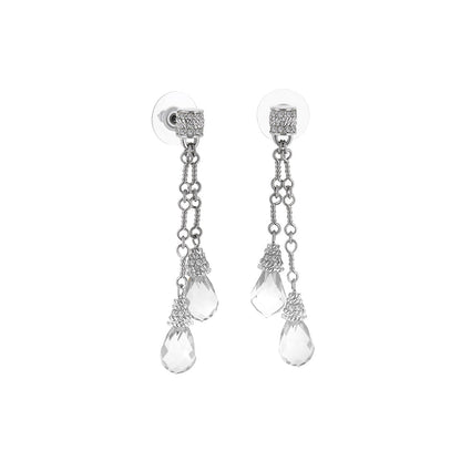 Drop earrings by Lauren G Adams, silver-tone chain with crystal teardrops, a pair on Tampa Home & Garden Store