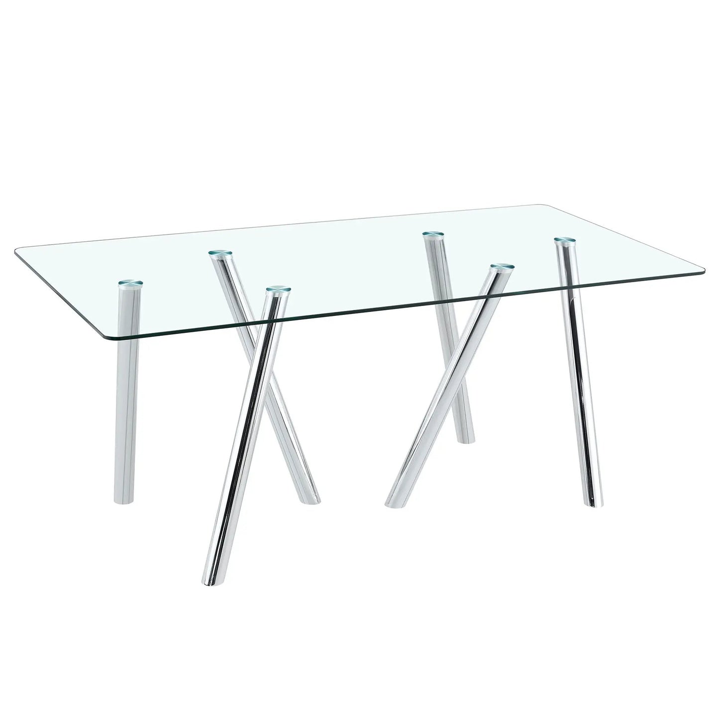 Sturdy Dining Table With Tempered Glass Surface