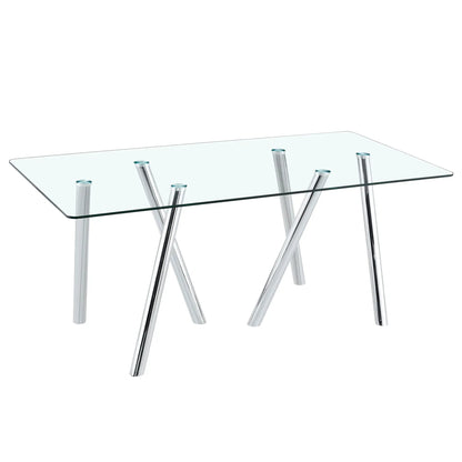 Sturdy Dining Table With Tempered Glass Surface