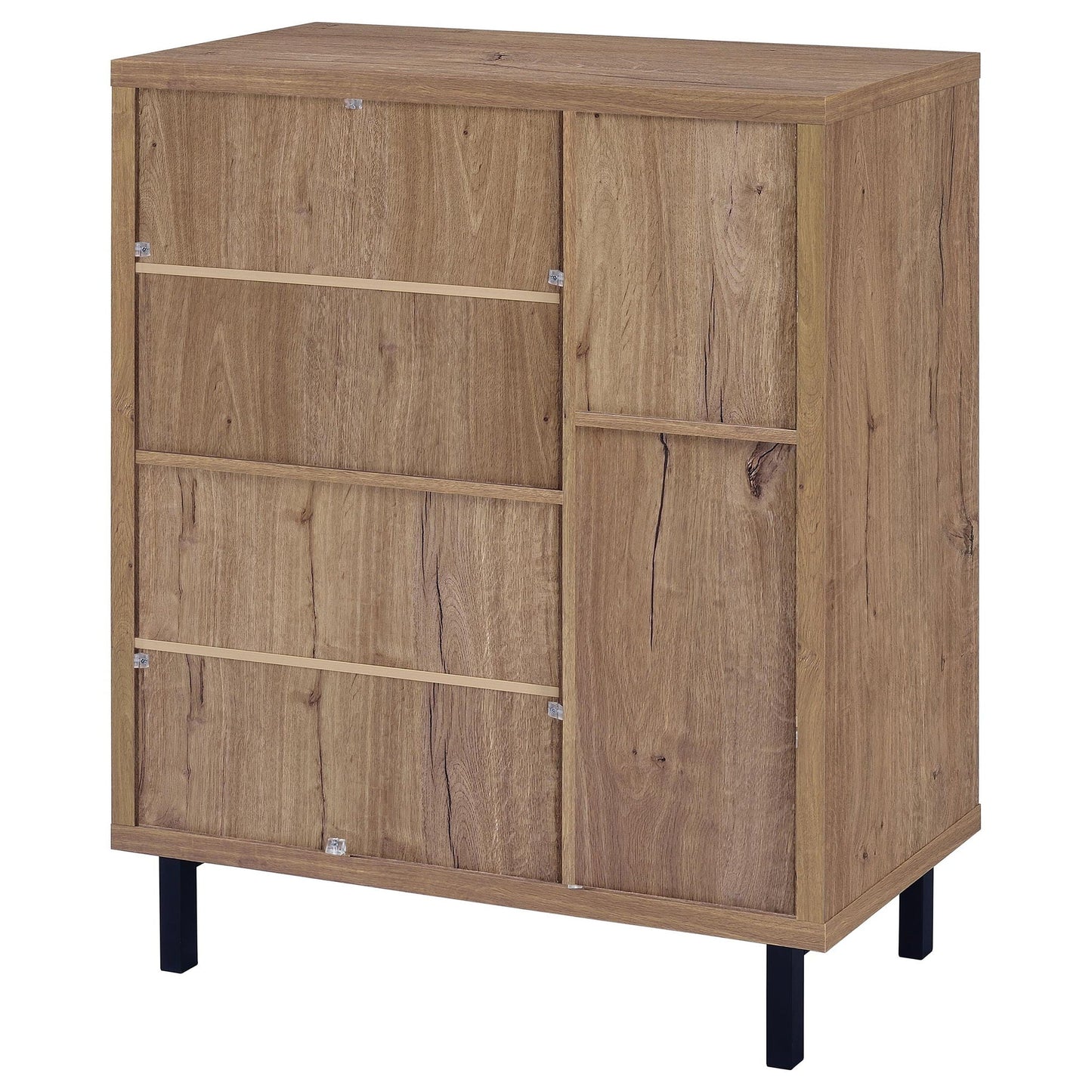 Stagg 2-Door Shoe Storage Cabinet in natural wood finish with black legs on Tampa Home & Garden Store