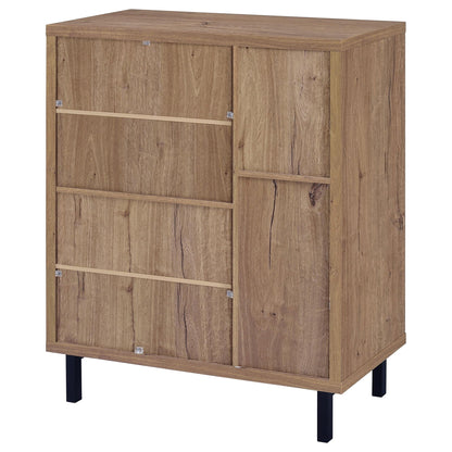 Stagg 2-Door Shoe Storage Cabinet in natural wood finish with black legs on Tampa Home & Garden Store