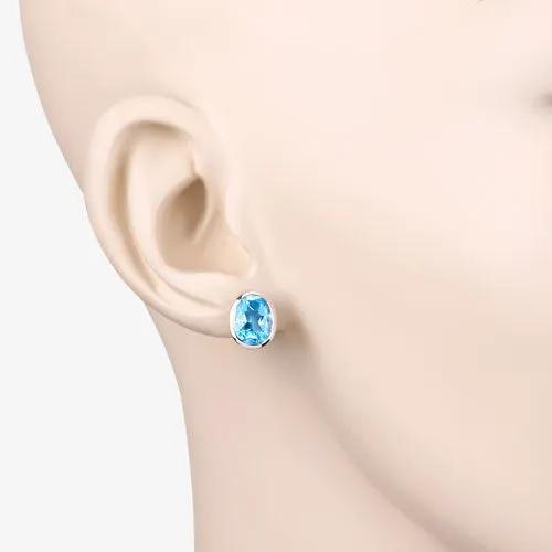 Earrings blue Swiss topaz stud in .925 sterling silver by Bids.com on Tampa Home & Garden Store