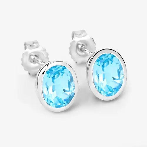 Earrings pair Bids.com 4.00ct genuine Swiss blue topaz stud in .925 sterling silver on Tampa Home & Garden Store
