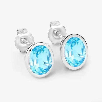 Earrings pair Bids.com 4.00ct genuine Swiss blue topaz stud in .925 sterling silver on Tampa Home & Garden Store
