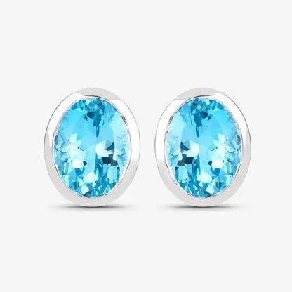 Earrings: pair of oval Swiss blue topaz 4.00 ct in sterling silver settings, Bids.com on Tampa Home & Garden Store