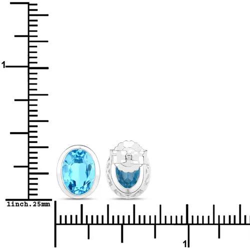 Earrings oval-cut Swiss blue topaz 4.00 ct total in .925 sterling silver, Bids.com, pair on Tampa Home & Garden Store