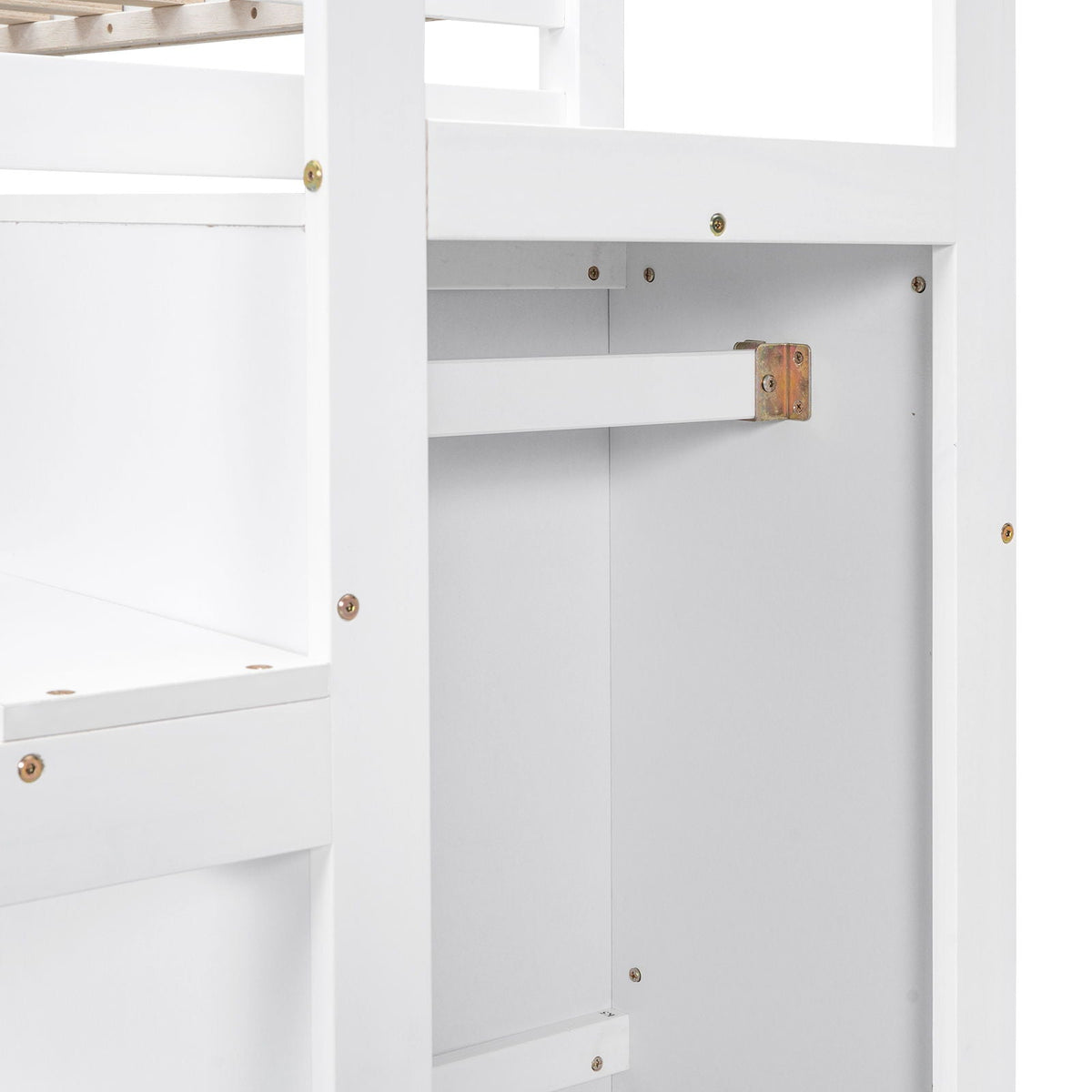 Loft bed with built in storage wardrobe and staircase in white wood HouseOfZazla on Tampa Home & Garden Store