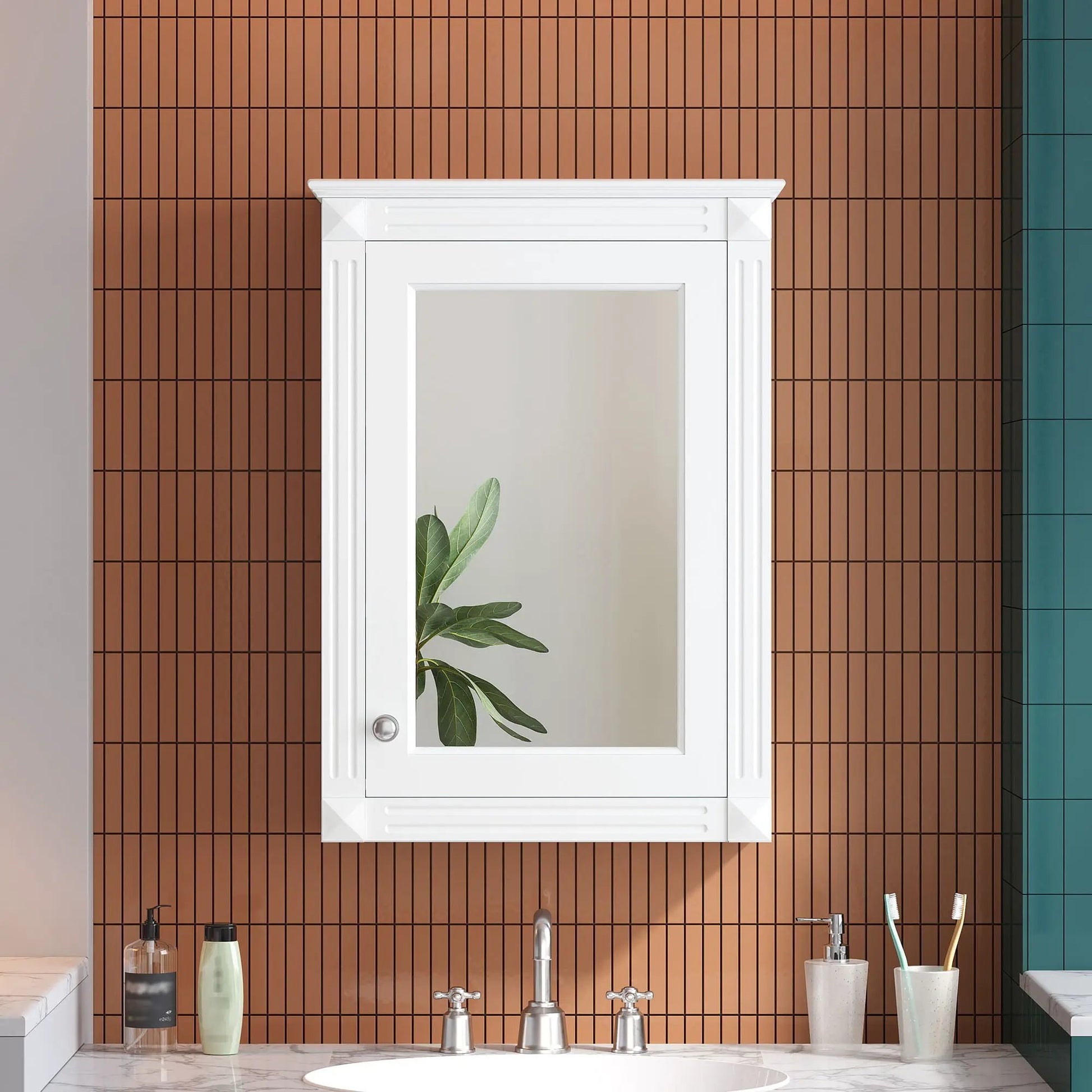 Wall Mounted Medicine Cabinet with Mirror, white finish by Unique Piece Furniture over toilet on Tampa Home & Garden Store