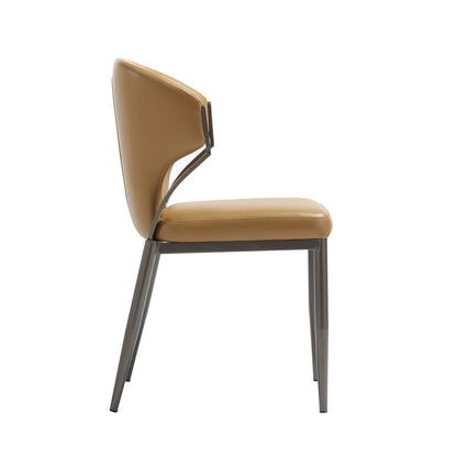 Kirsten Dining Chair set of 2 tan faux leather with black metal frame on Tampa Home & Garden Store