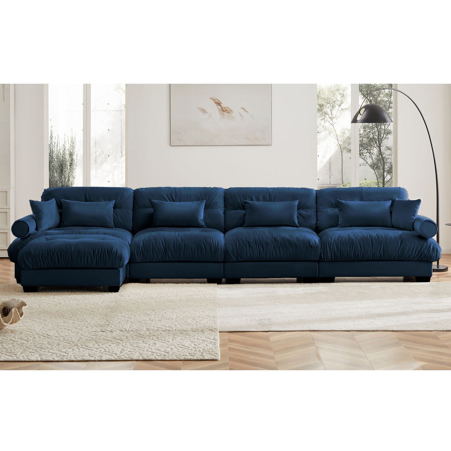 Oversized Modular Sofa with Movable Ottoman