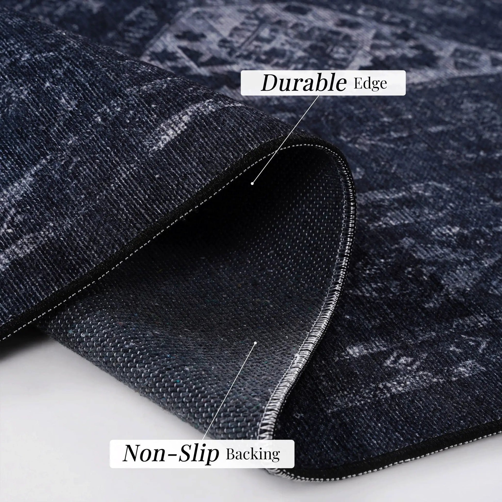 Maval washable rug, denim blue area rug by Unique Piece Furniture with non-slip backing on Tampa Home & Garden Store