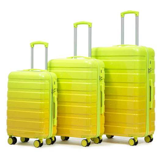 3-piece spinner luggage set neon yellow-green by HouseOfZazla, 20/24/28in on Tampa Home & Garden Store