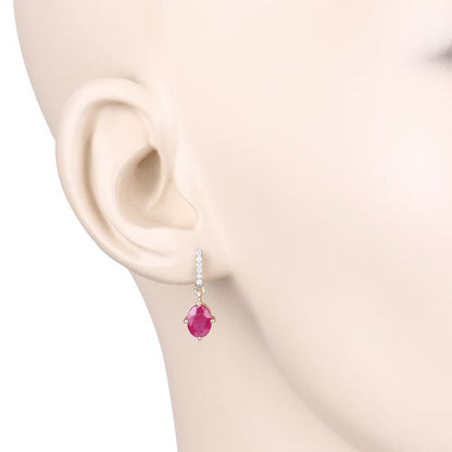 Earrings 1.75ct oval ruby and white diamond drop in 10K yellow gold by Bids.com on Tampa Home & Garden Store