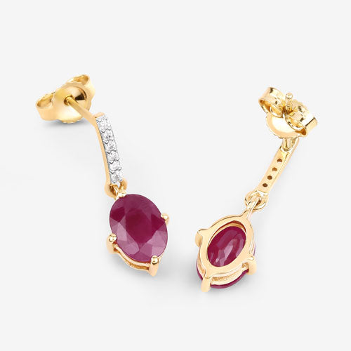 Bids.com 1.75ct ruby and white diamond earrings in 10K yellow gold with ruby drop on Tampa Home & Garden Store