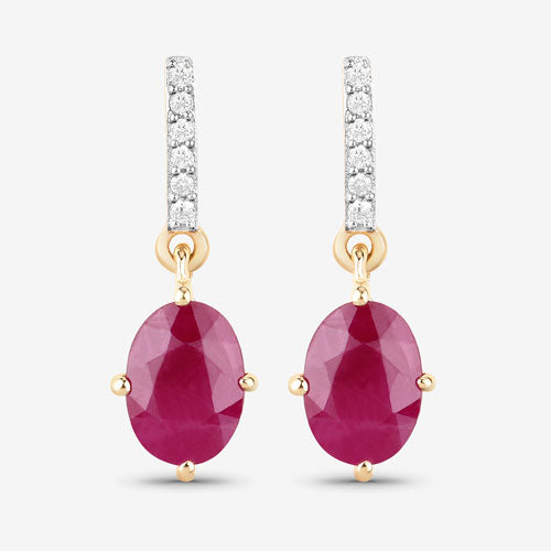 Earrings with ruby oval drops and diamond-studded tops in 10K yellow gold by Bids.com on Tampa Home & Garden Store