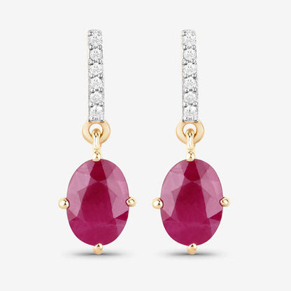 Earrings with ruby oval drops and diamond-studded tops in 10K yellow gold by Bids.com on Tampa Home & Garden Store