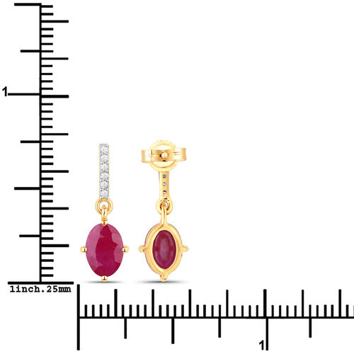 Earrings by Bids.com: 1.75ct ruby and white diamond in 10K yellow gold, drop style pair on Tampa Home & Garden Store