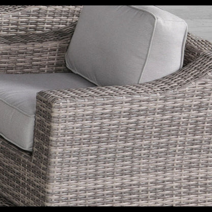Swivel patio chair set with gray cushions on woven wicker, HouseOfZazla club chairs (set of 2) on Tampa Home & Garden Store
