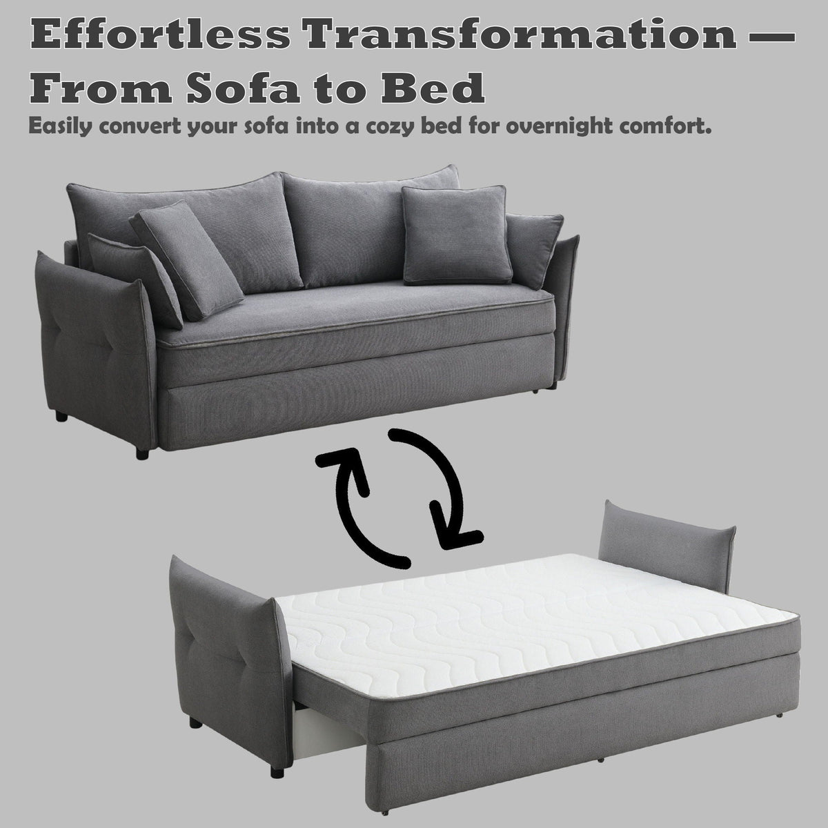 Irina Pull-Out Sleeper Sofa in dark gray fabric with storage and removable cushions on Tampa Home & Garden Store