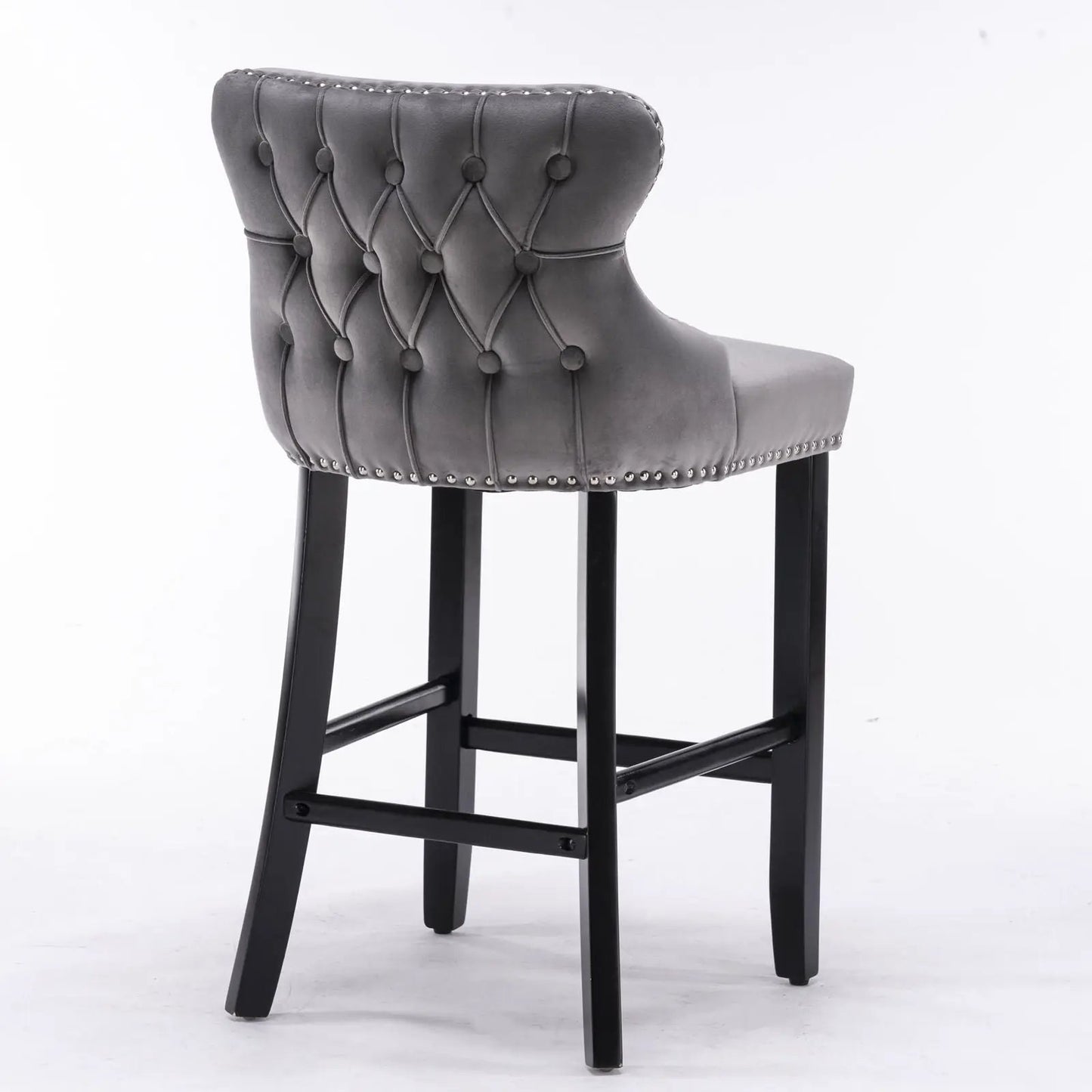 Contemporary Wing-Back Barstools with Tufting