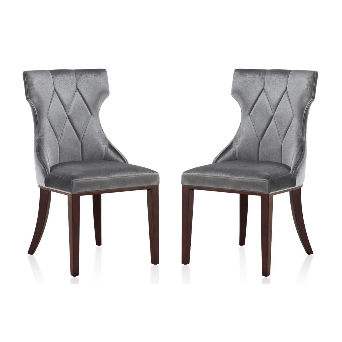 Reine Dining Chairs set of 2, velvet grey upholstery, solid wood frame HouseOfZazla on Tampa Home & Garden Store