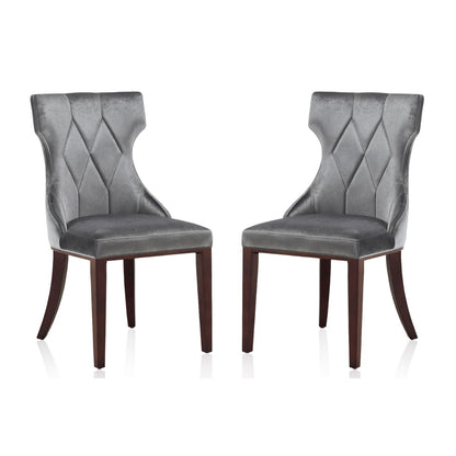 Reine Dining Chairs set of 2, velvet grey upholstery, solid wood frame HouseOfZazla on Tampa Home & Garden Store