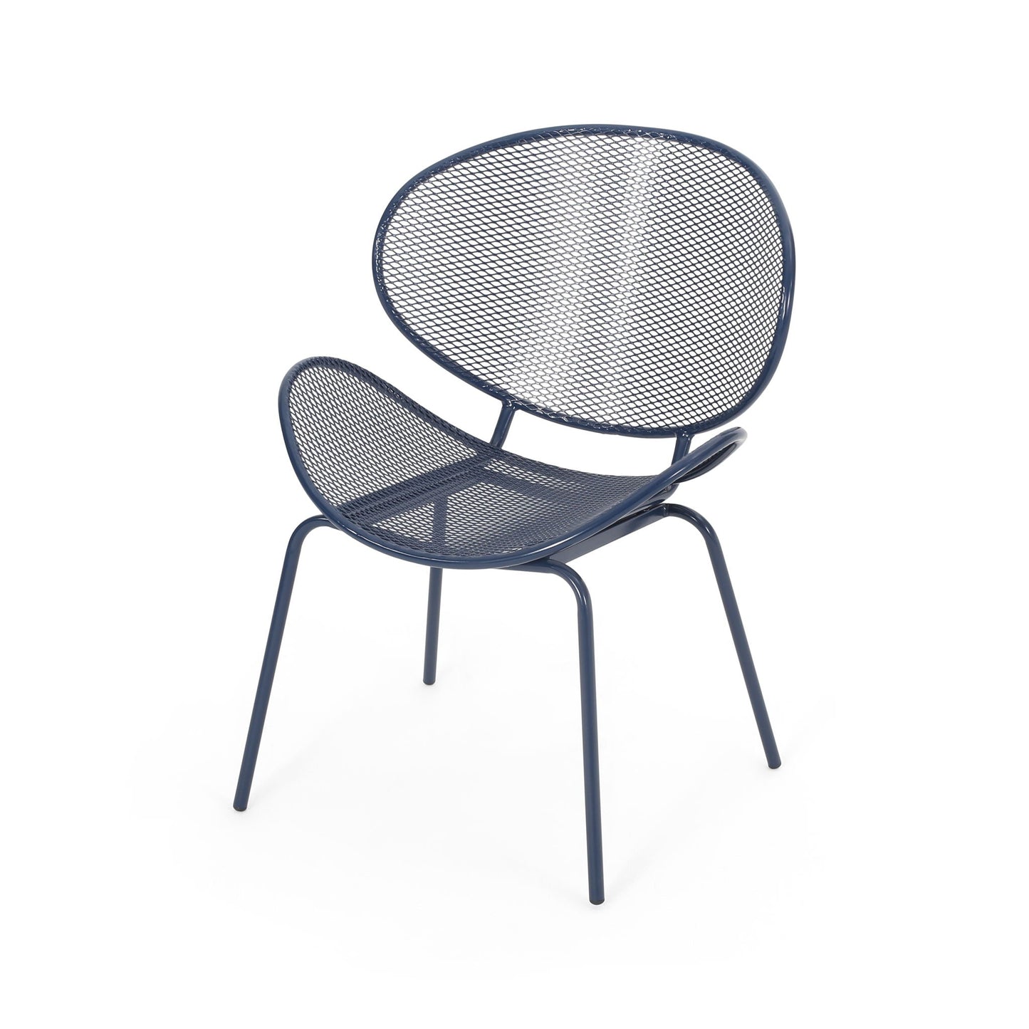 Elba Contemporary Chair Set armless outdoor chairs navy blue metal mesh 2-pack HouseOfZazla on Tampa Home & Garden Store