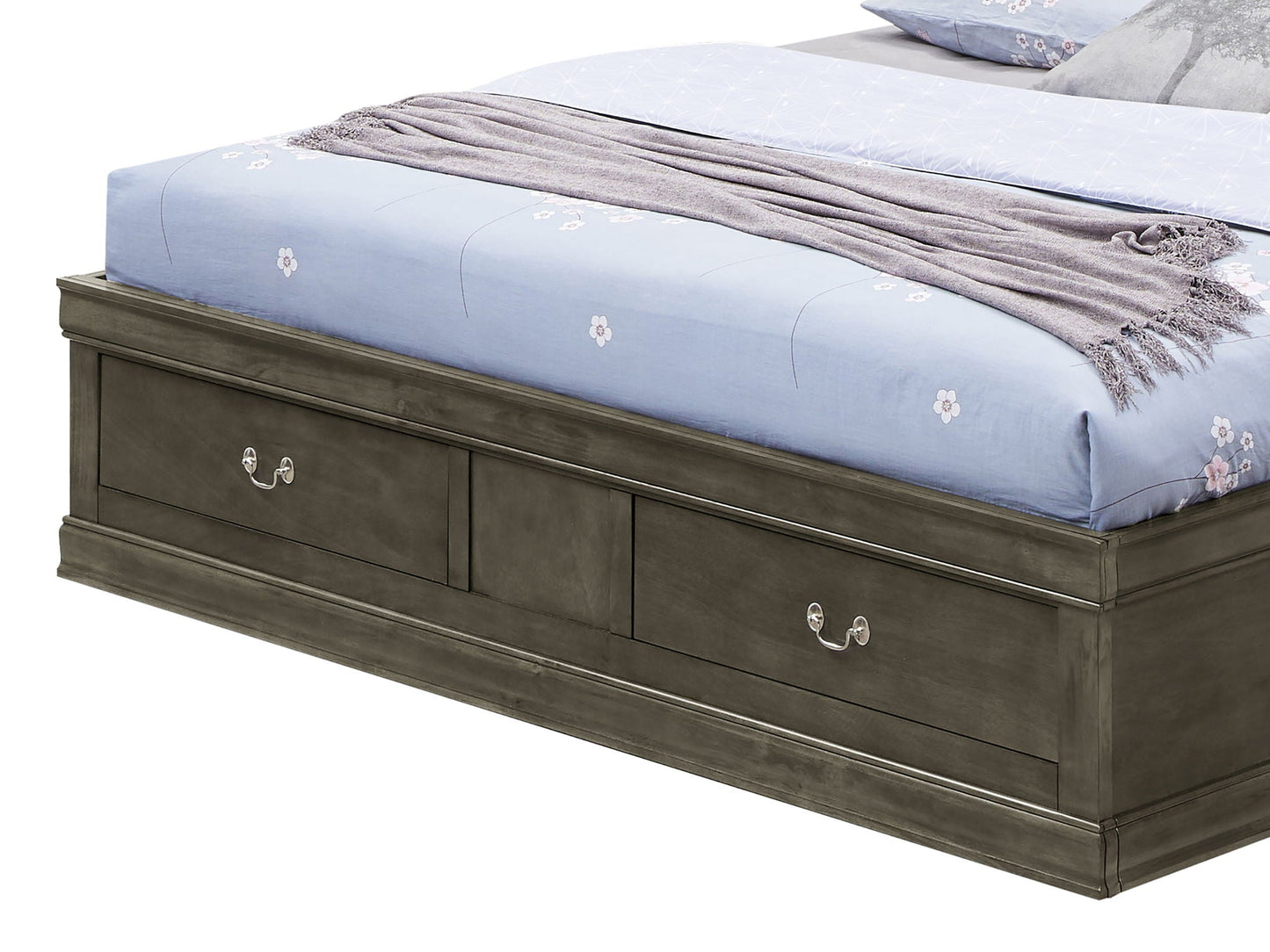 Traditional Style Bookcase Storage Bed in dark wood with built-in under-bed drawers on Tampa Home & Garden Store