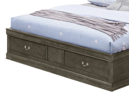 Traditional Style Bookcase Storage Bed in dark wood with built-in under-bed drawers on Tampa Home & Garden Store