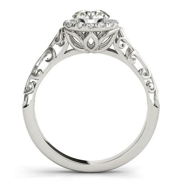 14k white gold halo engagement ring with round diamond, filigree, 5/8 cttw by Bids.com on Tampa Home & Garden Store