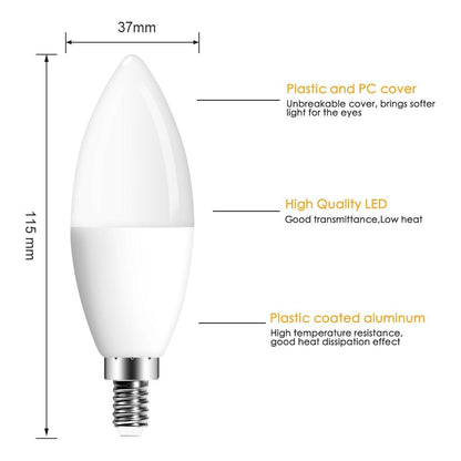 LED Candle Bulb Stevvex E14 C37 RGB+C+W, 5W 400LM, 2700-6500K, 220V candelabra bulb on Tampa Home & Garden Store